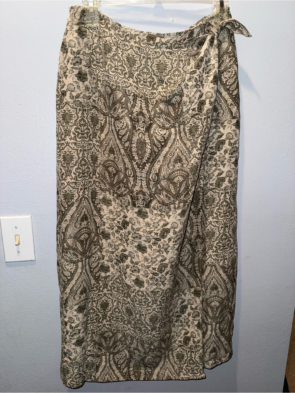 Kate Hill Olive and Cream Wrap Skirt